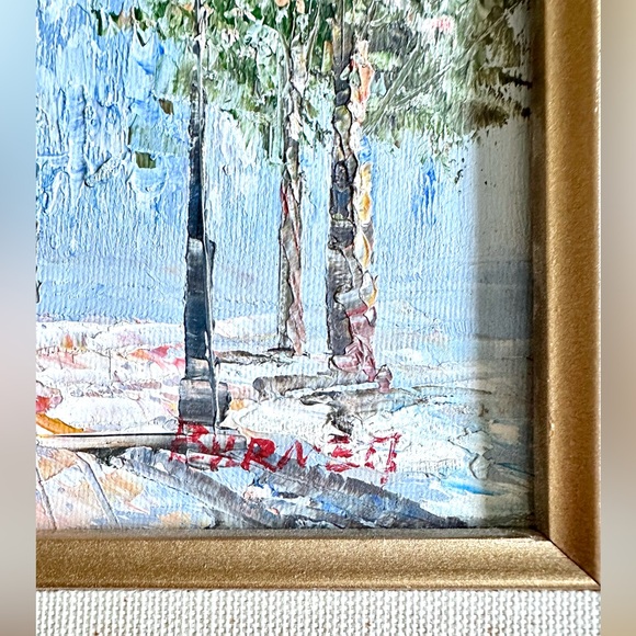 Original Vtg Parisian Street Oil Canvas Paint Fine Art Signed Caroline Burnett - Picture 2 of 7